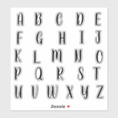 Sticker Lettres Initiales Monogramme Alphabet (Feuille)