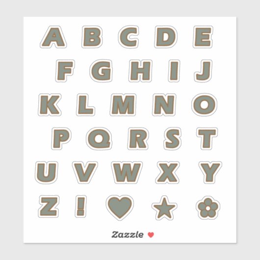 Sticker Lettres majuscules d'âge et de bronze Alphabet Mon (Feuille)