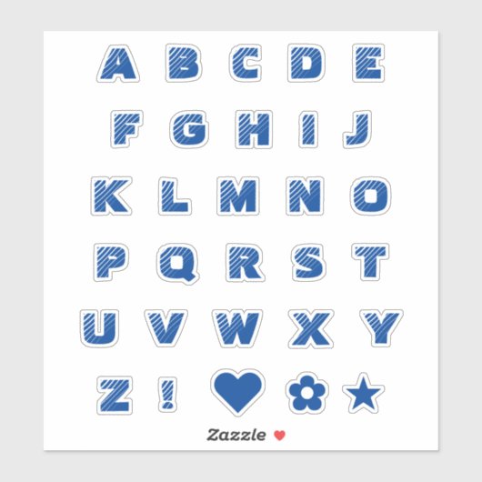 Sticker Lettres majuscules Royal Blue Text Alphabet Heart (Feuille)