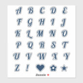 Sticker Lettres Monogrammes initiales de l'alphabet bleu m (Feuille)
