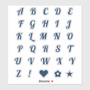 Sticker Lettres Monogrammes initiales de l'alphabet bleu m