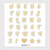Sticker Lettres Monogrammes initiales de polices d'or amus (Feuille)