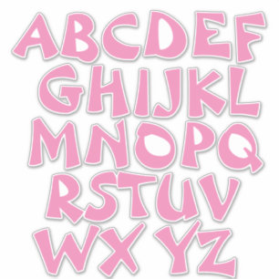 Sticker Lettres roses Mur Alphabet blanc