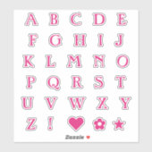 Sticker Lettres texte de monogramme rose chaud Alphabet St (Feuille)