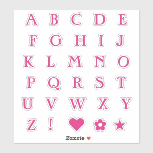 Sticker Lettres texte de monogramme rose chaud Alphabet St (Feuille)