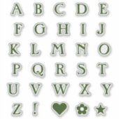 Sticker Lettres texte Monogramme vert | Alphabet Heart Sta (Devant)