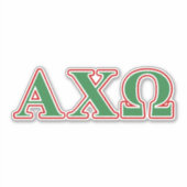 Sticker Lettres vert et rouge Alphi Chi Omega (Devant)