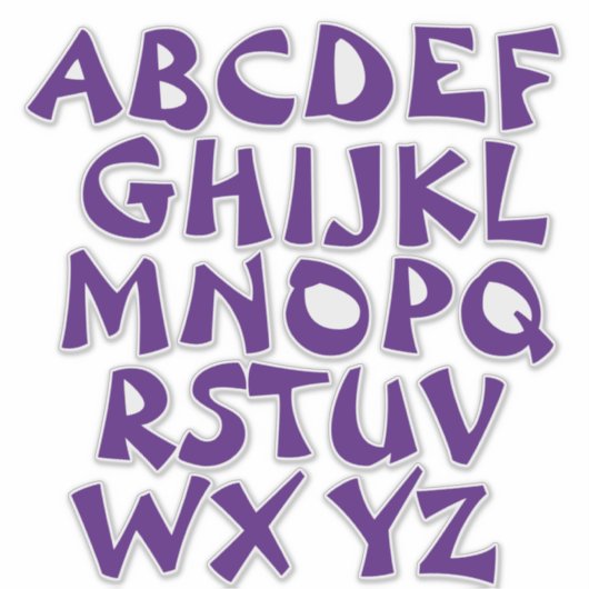 Sticker Lettres violettes Paroi Alphabet Transparent (Devant)