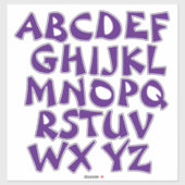 Sticker Lettres violettes Paroi Alphabet Transparent (Feuille)