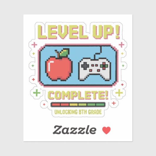 Sticker Level Up to 8th Grade Unlocked | Funny Gamer  (Feuille)