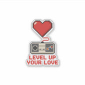 Sticker Level Up Your Love, Retro Pixel Gaming Design (Devant)