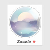 Sticker Lever De Lune Au-Dessus De Pics Calmes (Feuille)