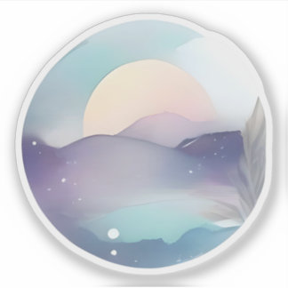 Sticker Lever De Lune Au-Dessus De Pics Calmes