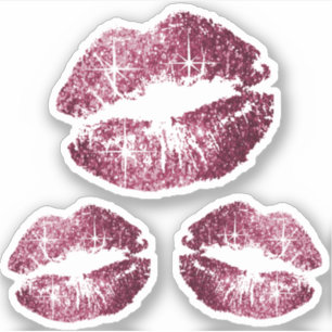 Sticker Lèvres à Parties scintillant rouge vin - Kiss-Cut