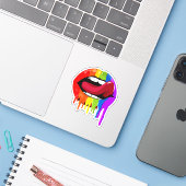 STICKER LEVRES ARC-EN-CIEL (Ordinateur portable avec iPhone)