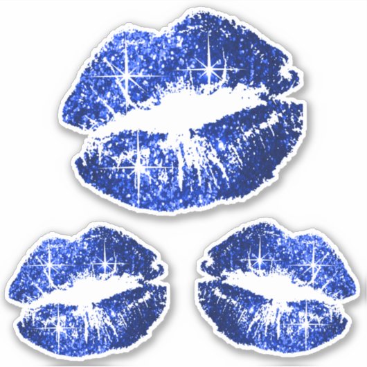 Sticker Lèvres Parties scintillant bleues - Kiss-Cut (Devant)