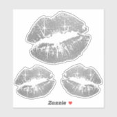 Sticker Lèvres Parties scintillant en argent - Kiss-Cut (Feuille)