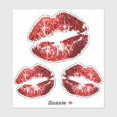 Sticker Lèvres Parties scintillant rouges - Kiss-Cut (Feuille)