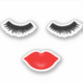 Sticker Lèvres rouges et cils (Devant)