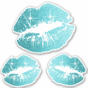 Sticker Lèvres Turquoises de Parties scintillant - Kiss-C