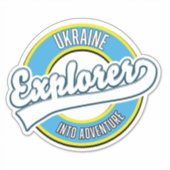 Sticker L'explorateur ukrainien dans le logo aventure. (Devant)