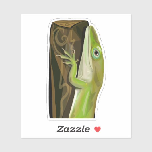 Sticker Lézard Anolis vert (Feuille)
