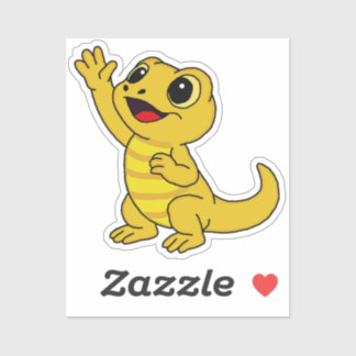 Sticker Lézard de dessin animé jaune mignon pour bouteille