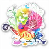 Sticker Lézard floral coloré (Devant)