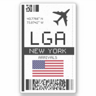 Sticker LGA New York Boarding Pass - Aéroport Travel