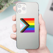 Sticker LGBTQ & Fierté - Drapeau de Progrès Arc-en-ciel / (Téléphone)