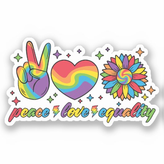Sticker LGBTQ - Paix, Amour, Égalité (Recto)