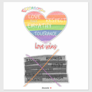 Sticker LGBTQ+ / PRIDE Amour vs haine. L'amour gagne