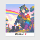 Sticker LGBTQIA+ Anime Girl Lesbian Pride (Feuille)