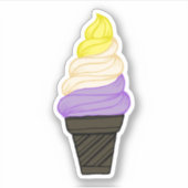 Sticker LGBTQIA+ Pride non binaire Soft Sert Ice Cream Con (Devant)