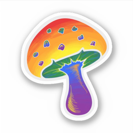 Sticker LGBTQIA Rainbow Pride Motif de champignon (Devant)