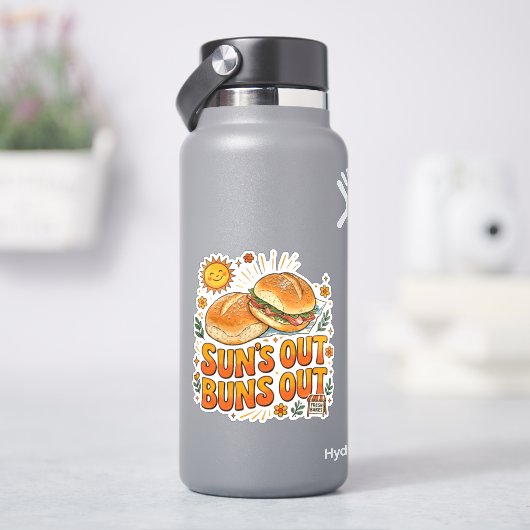 Sticker L'heure du soleil, l'heure des buns, design rétro  (HydroFlask)