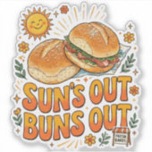 Sticker L'heure du soleil, l'heure des buns, design rétro  (Devant)