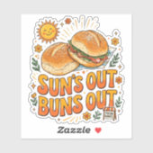Sticker L'heure du soleil, l'heure des buns, design rétro  (Feuille)