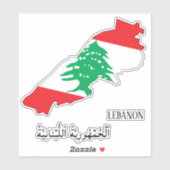 Sticker Liban Drapeau Charme Carte Patriotique (Feuille)