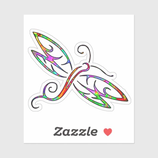 Sticker libellule colorée (Feuille)