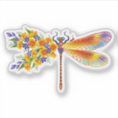 Sticker libellule de fleurs jaunes (Devant)