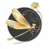 Sticker libellule d'or en cercle noir (Devant)