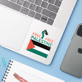 Sticker Libérez la Palestine libre. Arrêter la guerre (Ordinateur portable avec iPhone)