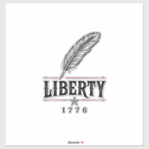 Sticker Liberté 1776 Dessin vectoriel de plume patriotique