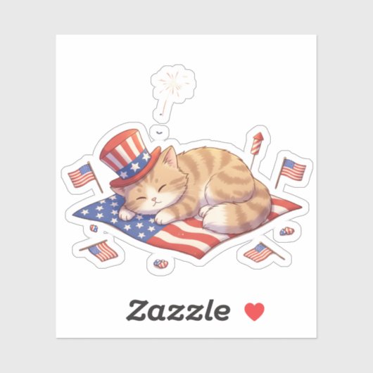 Sticker Liberté de sieste - Chat patriotique (Feuille)