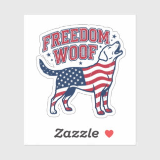 Sticker Liberté Woof Patriote Drôle de Chien 14 Juillet 