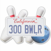 Sticker Licence CA 300 Bowler, Bowling Ball & Pins, Vinyl (Devant)