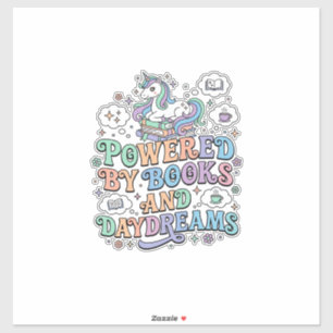 Sticker Licorne alimentée par les livres et les rêveries K