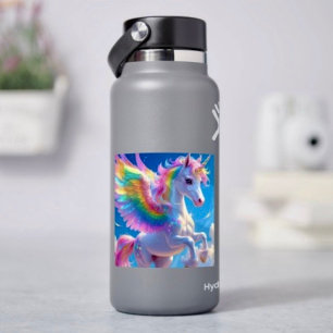Sticker Licorne arc-en-ciel ailée dansante