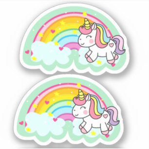Sticker Licorne arc-en-ciel amusante et mignonne pour fill